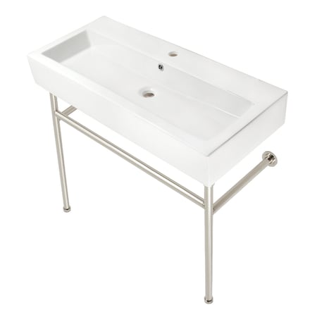Fauceture 39" Porcelain Console Sink w/Stainless Steel Legs (Single-Hole), White/Polished Nickel VPB39176ST